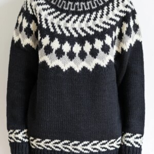106-110cm BustFall Winter Pullover Sweaters Women Nordic Fashion Vintage Pure Handmade Knitted Thick Warm 100%Wool Black Sweater