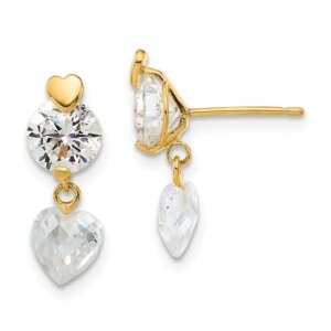 14ky Madi K s CZ Heart Post Dangle Earrings