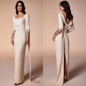 Exquisite Square A-line Beading Paillette / Sequins Open back Floor length Charmeuse Prom DressesCL-750