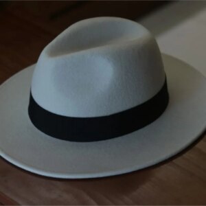 New autumn and winter flat brim fashion top hat Wool casual wide jazz handmade men’s