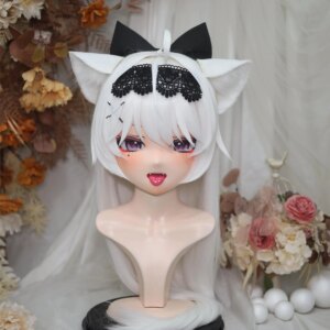 Customize Character Female/Girl Resin Kig Full Head With Lock Anime Cosplay Japanese Anime Kigurumi Mask
