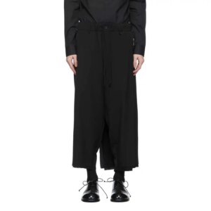 YOJI OOAK SCABAL loose fit wrap style pants, customized from Japan, wool, and wide leg design in a dark style
