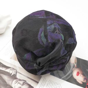 Gauze night beret Silk hat foldable four single