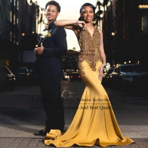Customized Mermaid Prom Dresses Sleeveless Applique Open Back Draped Pleat Girls Evening Party Gowns Court Train robes de soirée