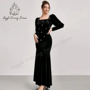 Giggle Evening Dresses Square Neckline Ruched Beading Straight Elegant Fashion Formal Saudi Evening gala dress for women 2025