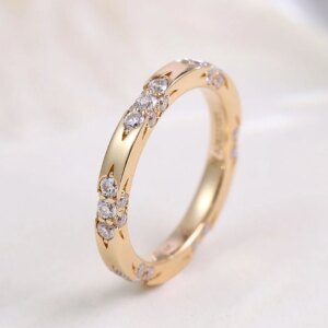 Provence  Luxury Engagement ring Solid Gold DEF/VS Lab Diamonds full band Wedding ring for women Tail Ring Personalized Custom