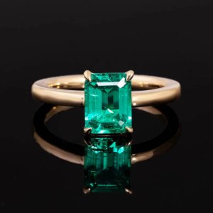 Provence 18K/14K/10K Solid Gold Emerald Cut Colombian Lab Grown Gems Solitaire Ring Customized Gift