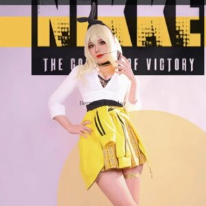 Game Nikke Rupee Cosplay Costume Sexy Leopard Vest Underwear Anime JK Skirts Uniform Jackets Tops Sunglasses Necklace Full set