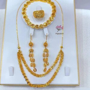 2024 Dubai New 24K Gold Plated Necklace, Earrings, Ring Bracelets, Wedding Party Jewelry Set for Women  DD10390