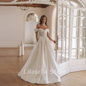 LRosella Wedding Dress Satin Sexy Off-the-shoulder Ruched A-Line Elegant Exquisite style Luxury فساتي2024 with Sweep Train