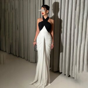 Sexy Evening Dress For Sexy Women  Vestidos de festa Elegant Ruched Mermaid Halter Formal Cocktail Party Prom Gown 2024