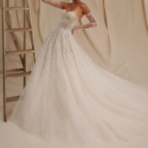 Customized Fashion A-Line Floor Length Straples Organza Sleeveless Pleats Evening Dress Elegant Photo Color vestidos para mujer