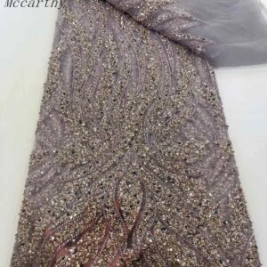 Mccarthy 2025 Latest Elegant Best Quality Mixed Colors Luxurious Beaded Tube Lace With Sequins fabric For Party Evening Dresses