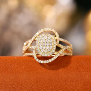 Aazuo Real Original Jewelry 18K Solid Yellow Gold Real Natural Diamonds 0.50ct Fairy Ring Gift for Woman Engagement Party Au750