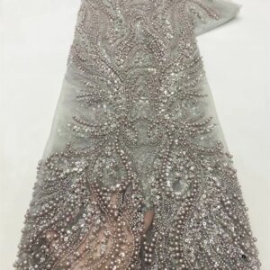 African Lace Fabric 2025 Sequins Beaded Embroidery Groom Nigerian Bridal High Quality French Tulle Lace Fabric for Dress Q433-1