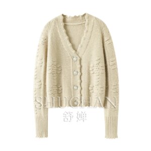 Thickened V-neck 100% Pure Cashmere Cardigan Women Sweater Knitted Jacket Winter Cropped Cardigan Sweater Mujer
