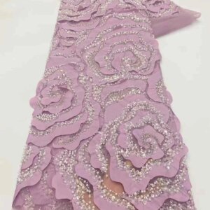 3D Embroidered Flower Mesh Fabric Embroidered African Lace Fabric 2025 High Quality 5 Yard White Lace Fabric For Sewing KB4425