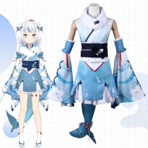 Anime VTuber Gawr Gura Cosplay Costumes Uniform VirtualUploader Role Paly Female Halloween Carnival Party Dresses
