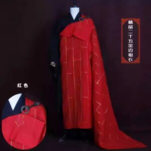 Asian Temples Monks’ Clothing Ancestral Robe + Overcoat Buddhist Abbot Hemp Yarn Clothing with 25 Gold Edges Costume Set TP005