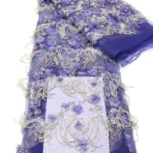 African Lace Fabric Purple Sequins Beaded Embroidery Groom Nigerian Bridal High Quality French Lace Fabrics For Wedding Party CD