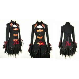 fondcosplay tripp Fashion Hiphop Gothic Lolita Punk Fashion black cotton Jacket Coat skirt CD/TV[CK350]