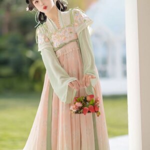 New Ancient Chinese Clothing Women’s Full Chest Han Yuan Su Spring and Summer Daily Elegant Embroidery Terminus Skirt Suit