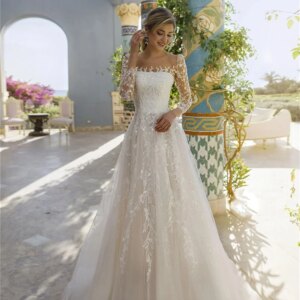 Elegant Off-The-Shoulder Bridal Dress 2024 Simple A-Line Wedding Dress Graceful Tulle Floor-length Dress Vestidos De Novia