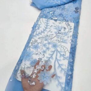 African Luxury Elagant Sequins Beads Lace Fabric 2024 High Quality French Mesh Tulle Embroidery Wedding Bridal Lace YY