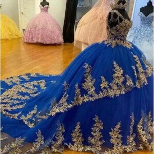 Customized Royal Blue Quinceanera Dresses For 16 Girl Luxury Appliques Beads Ball Gowns Tull Princess Vestidos De 15 Años