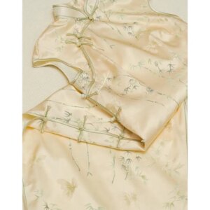 New Chinese Style Improved Cheongsam Yellow Floral Bottoming Dress for Women
