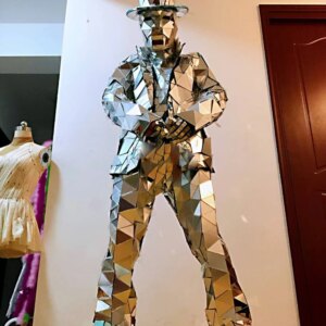 Shiny Mirror men Costume stage Performance Halloween costumes Cosplay Christmas party show laser light future technology clothin