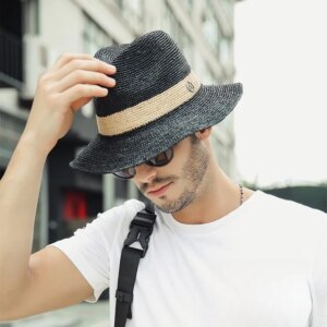 Natural crocheted hand-woven hat foldable couple