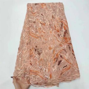 Beaded Lace African Tulle Lace Fabrics French Lace Fabric 2024 High Quality Lace 5 Yards Nigerian Lace Fabric For Party Dress
