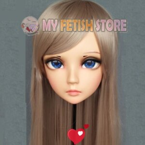 (Xi)Female Sweet Girl Resin Half Head Kigurumi BJD Eyes Crossdress Cosplay Japanese Anime Role Lolita Mask With Eyes And Wig
