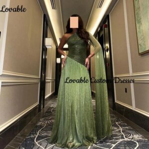 Customized One-Shoulder Dresses For Prom A-Line Dress Women Elegant Luxury Floor-Length Ruffle Birthday Dresses Luxury