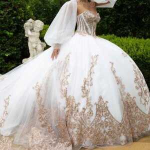 White Shiny Quinceanera Dresses Ball Gown Off Shoulder Applique Lace Beads Tull Corset Sweet 16 Dress Vestidos 15 De Anos