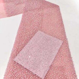Latest African Tulle sequins Laces 2024 Luxury Heavily pearl Beaded Lace Fabric High Quality Embroidery Nigerian Mesh Lace ST