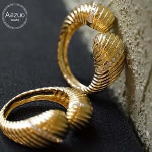 Aazuo Fashion Ring 18K Yellow Gold Real Diamonds Fairy Open Ring Gifted For Woman Deluxe Banquet Fashion Jewelry Woman’s Fashion