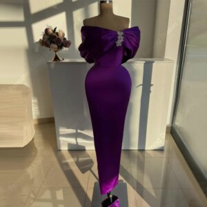 Off The Shoulder Women Mermaid Evening Dresses Sexy Sleeveless Satin Gowns Princess Cocktail Party Vestidos De Noches Customized