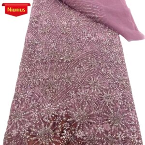 2025Latest High Quality Soft Elegant Luxurious Mesh lace With Lots Beads Stones Fabric For Party Evening Dresses NN8951_Z
