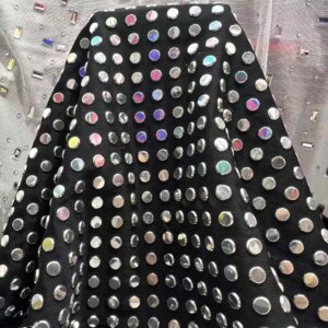 Luxury French Tulle Lace Fabric Fashion Rhinestone Lace African Lace Fabrics With Stones For Evening Party Dresses Material