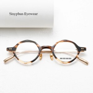 Japanese Style Small Round Frame New Glasses Imported Pure Titanium Glasses Frame Tortoiseshell Color Prince Mirror