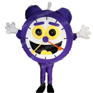 New Adult Hot Sale Foam Purple Clock Doll Fancy Cartoon Mascot Costume Plush Christmas Fancy Dress Halloween Mascot Costume