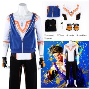$%^Luke COS Costume Street Fighter Coat Top Pants Outfit Man Combat Suit Halloween Carnival Party Outfits Suit Halloween