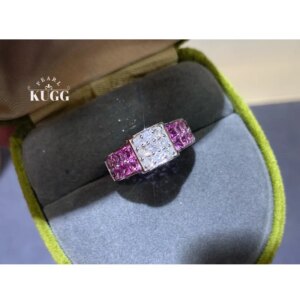 KUGG 100% 18K White Gold Rings French Romantic Style Natural Color Sapphire Engagement Ring for Women High Wedding Jewelry