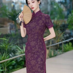 Cheongsam new Chinese female sense of daily national style dress temperament long