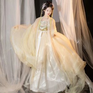 Hanfu suit with Chinese style Tang Song style embroidery and embroidery large sleeves, elegant retro fairy costume