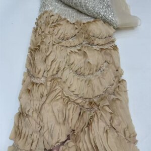 New African Fabric Gold African Sequins Lace Fabric Luxury Beaded African Lace Fabric Embroidered Lace Fabric For Brides W476-1