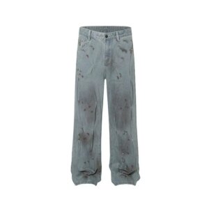 Men’s Pants Dirty Wash Worn Jeans Trousers