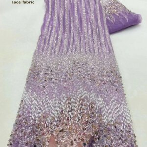 French Groom Lace Fabric 2024 High Quality Lace African Tulle Sequins Lace Fabric Nigerian Beaded Lace For Women Wedding Dresses
